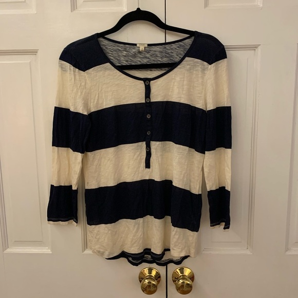 J. Crew navy & white striped blouse - Picture 1 of 3